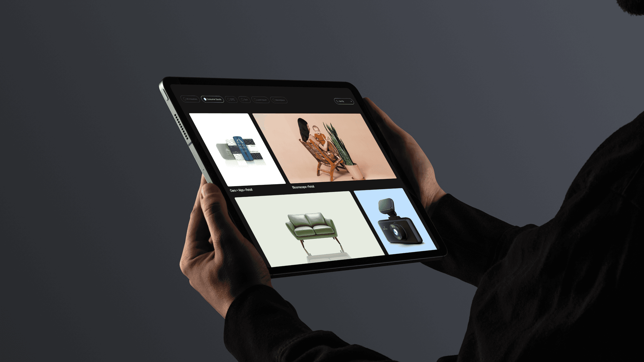 A tablet showing the Hamster Garage client gallery page
